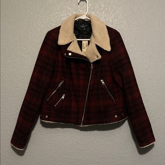 New American Eagle Plaid Moto Jacket - Picture 2 of 7